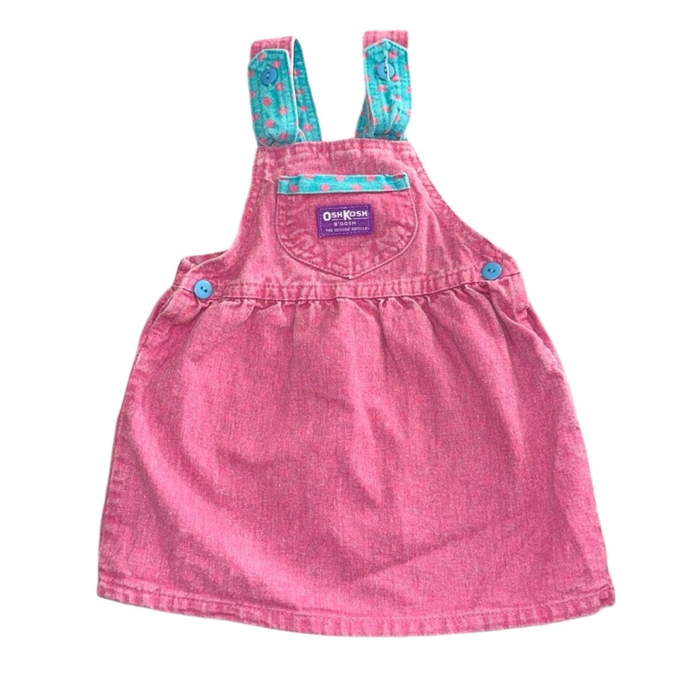 OshKosh B’Gosh Vintage Pink Polka Dot Overall Jumper Dress